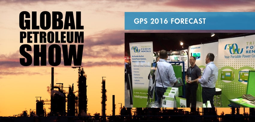 People talking at the event Global Petroleum Show