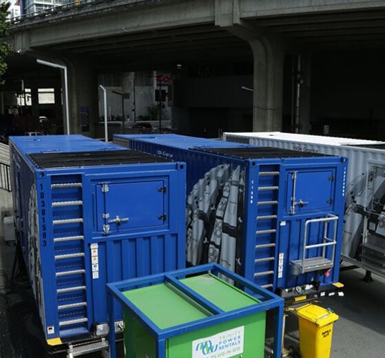 Temporary Power Equipment Outside a Garage