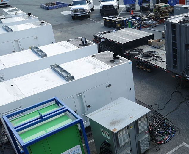 Parking Lot with Temporary Power Equipment